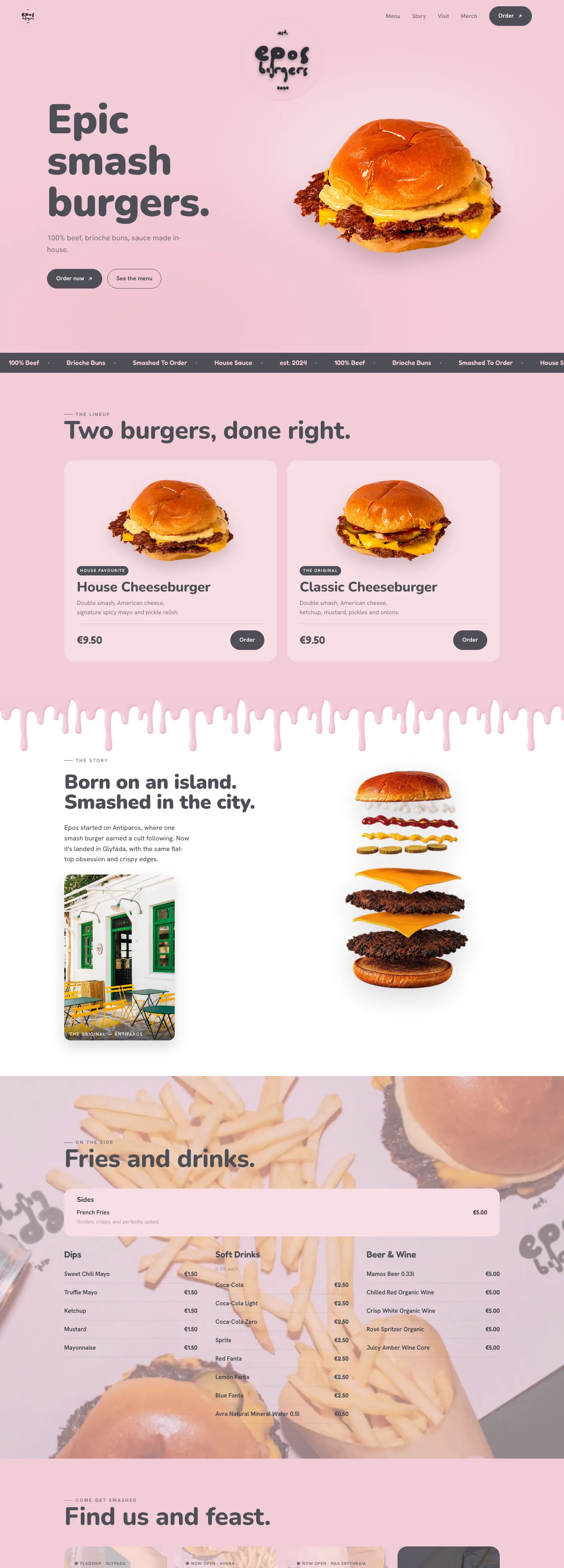 EPOS BURGER, Ιστοσελίδα εστίασης