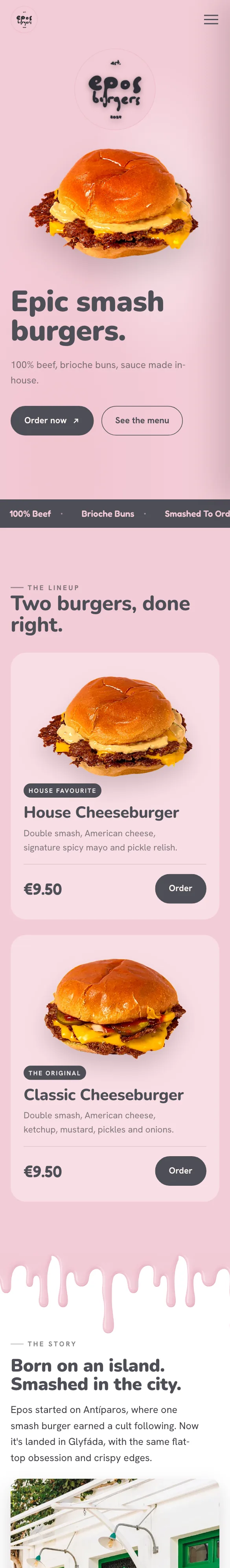 EPOS BURGER, Ιστοσελίδα εστίασης